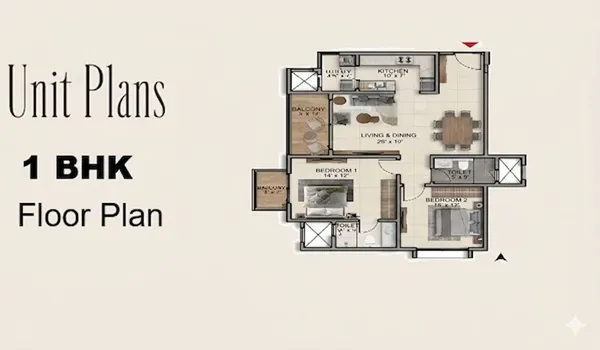 Prestige Battersea 1 BHK Floor Plan