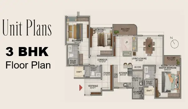 Prestige Battersea 3 BHK Floor Plan
