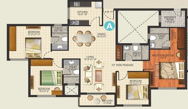 Prestige Battersea 4 BHK Floor Plan